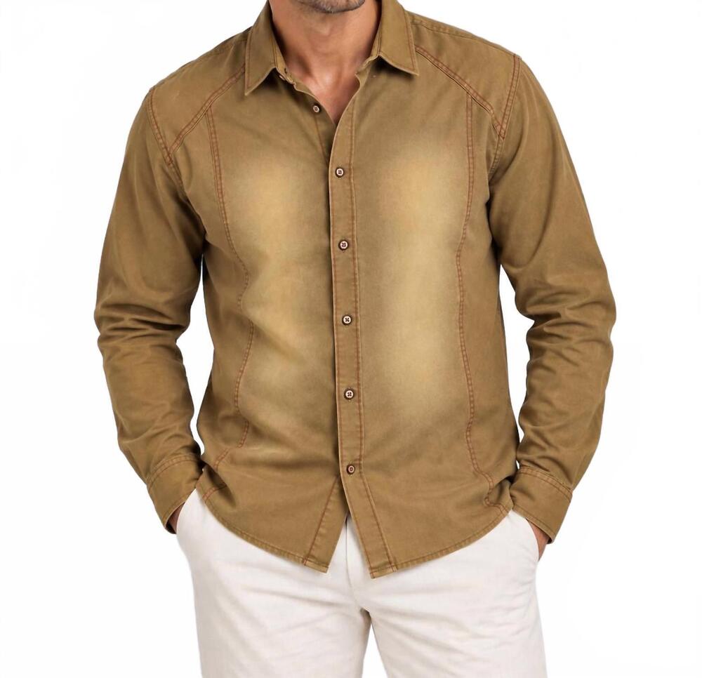 NEW EIGHT X signature slim-fit long sleeve shirt in mustard